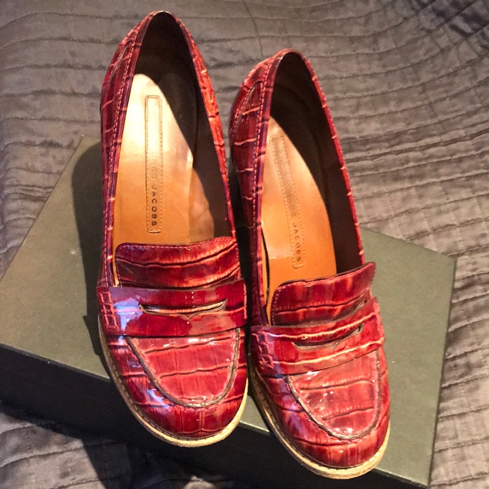 Marc Jacobs Penny on the Heel Jelly Cognac heeled loafers
